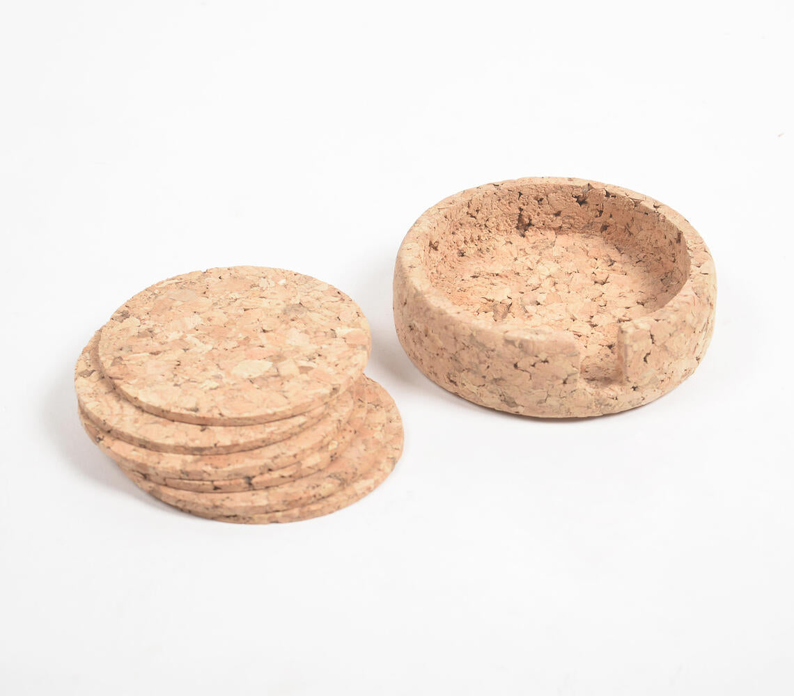 Eco-friendly Classic Round Cork Coasters with Box (Set of 6)-2