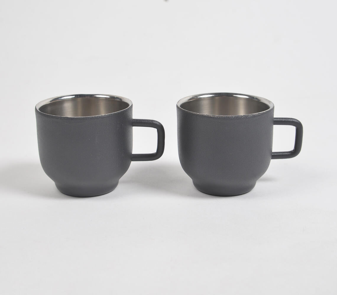 Matte Black Stainless Steel Tea Cups (Set of 2)-1