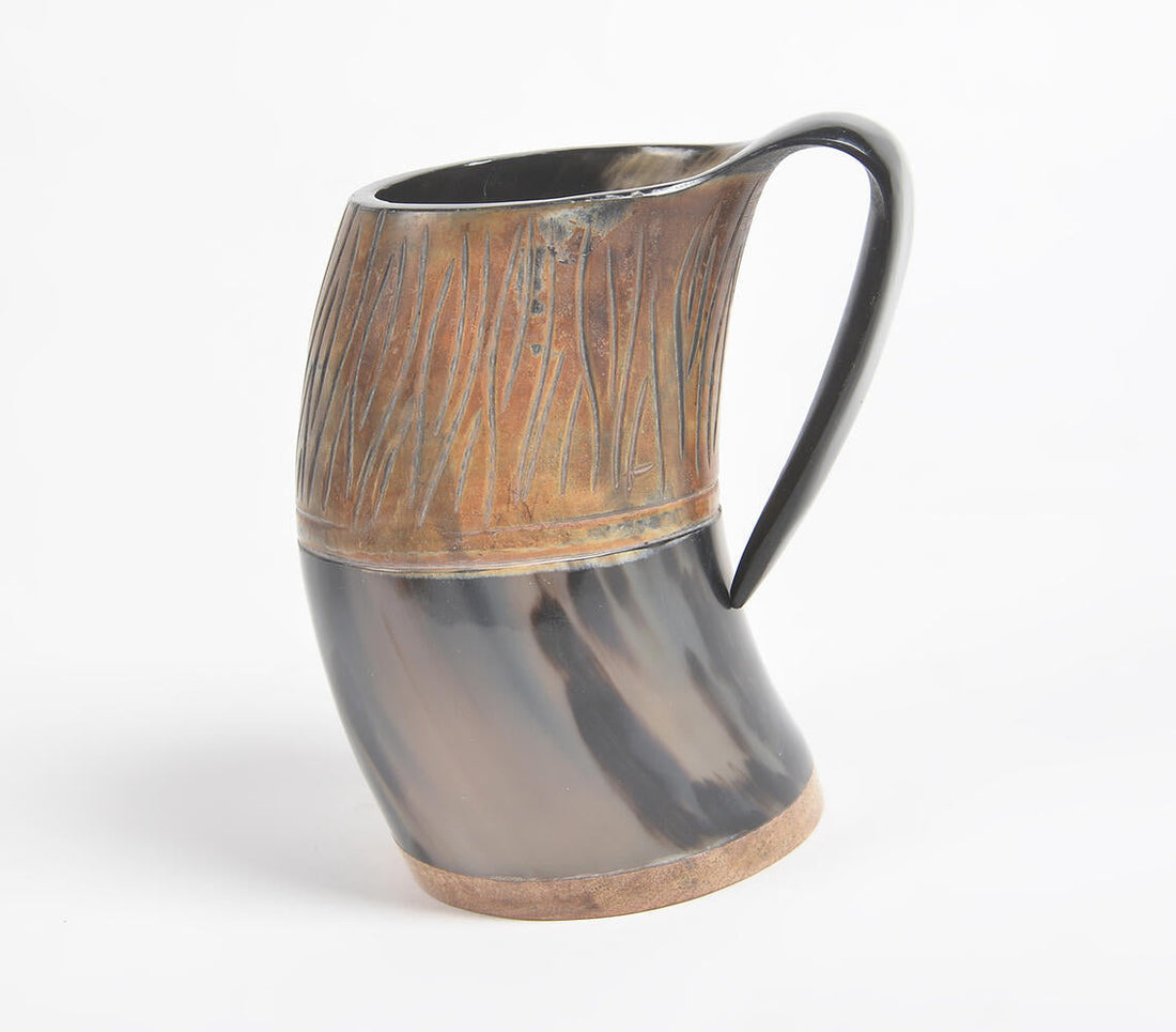 Hand Carved Recycled Horn Water Jug-1