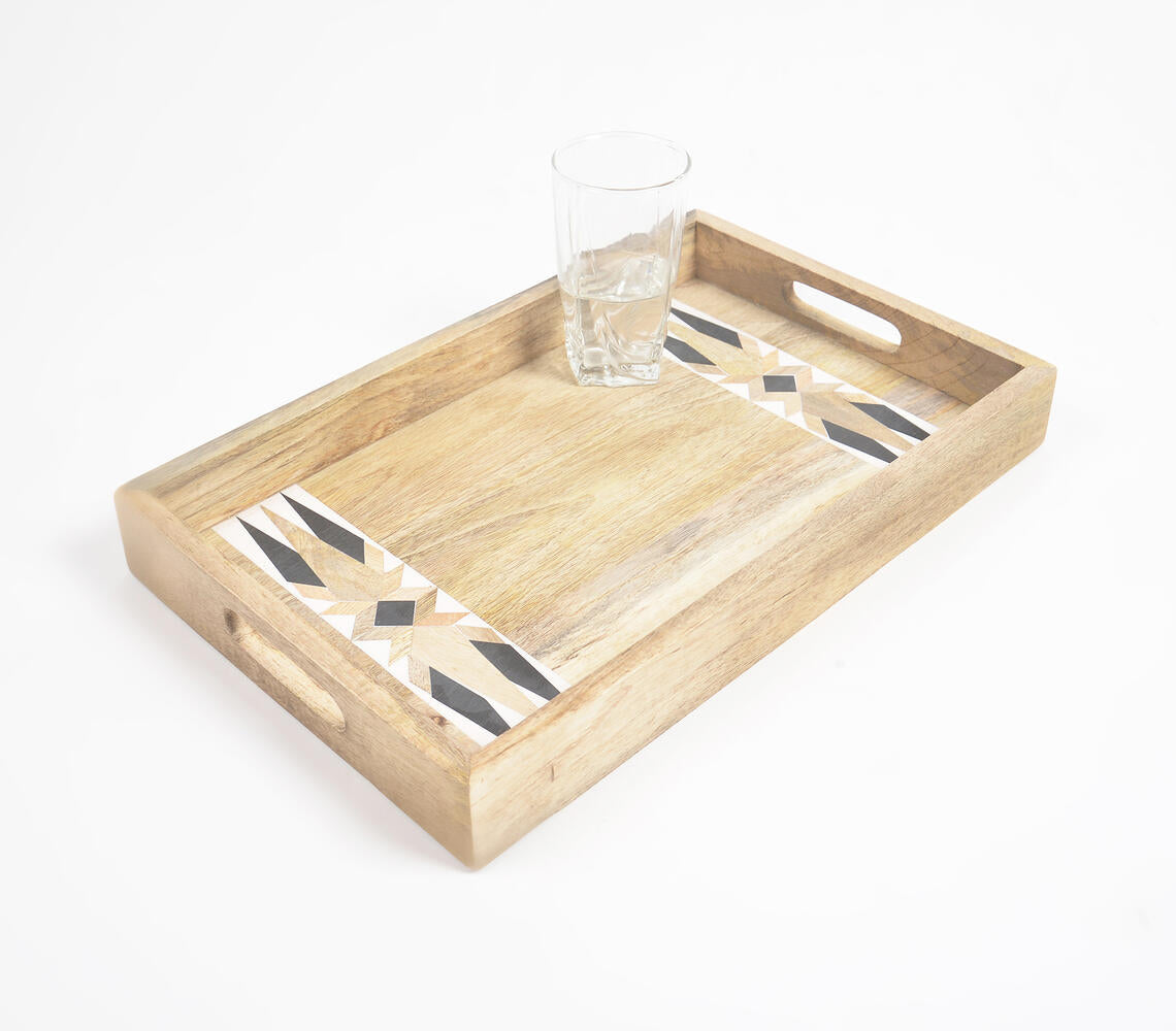 Minimal Handcut Raw Mango Wood Tray-0