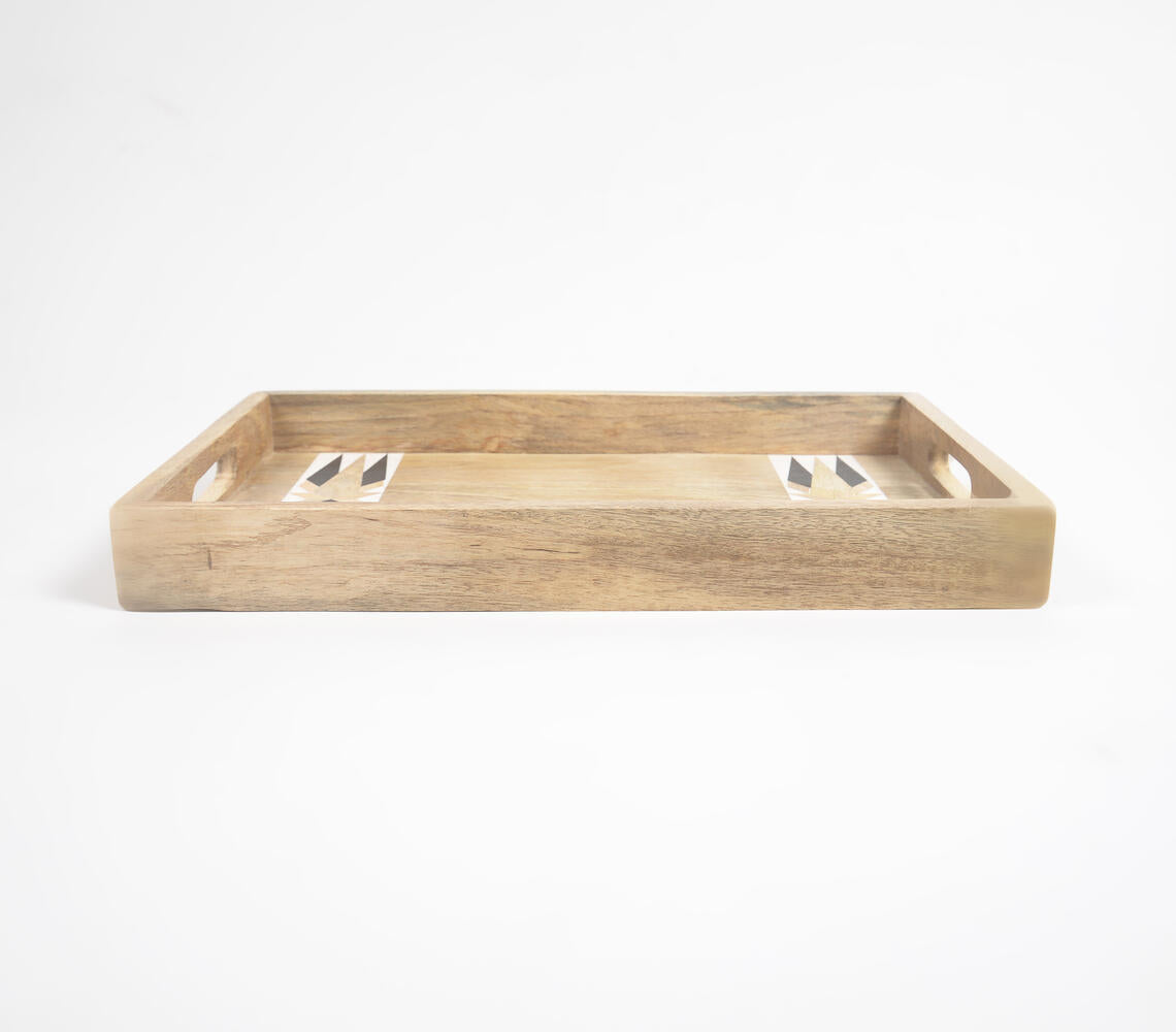 Minimal Handcut Raw Mango Wood Tray-2