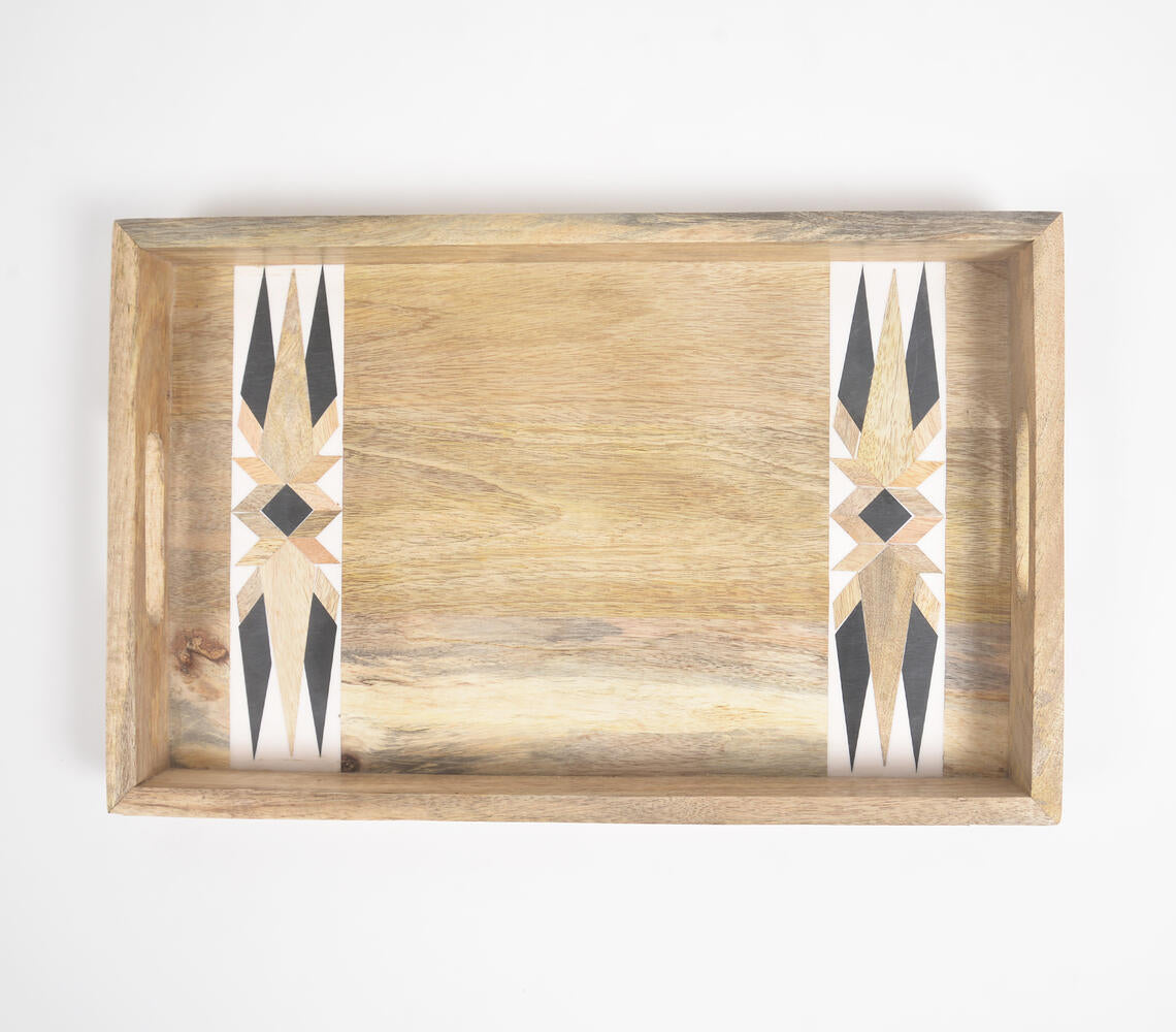 Minimal Handcut Raw Mango Wood Tray-3