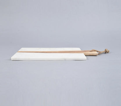 Hand Cut Marble &amp; Acacia Wood Cheese Board-3