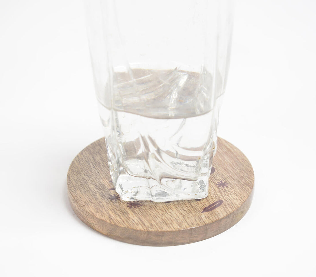 Good Vibes Only Mango Wood Coasters (set of 4)-1