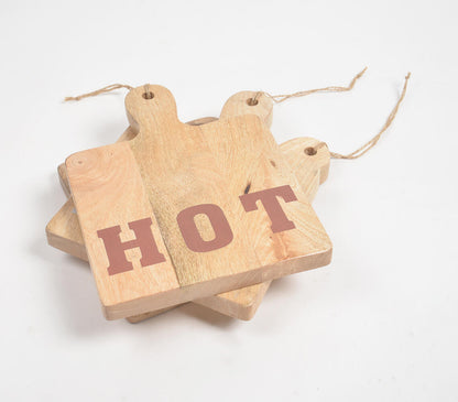 Hand Cut Mango Wood Hot Plates (Set of 3)-2