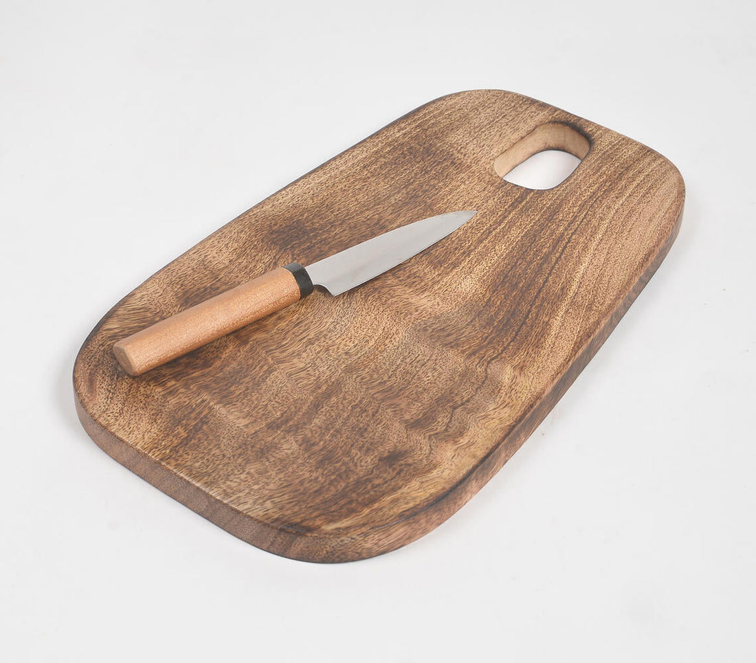 Hand Cut Mango Wood Rectangular Chopping Board-0