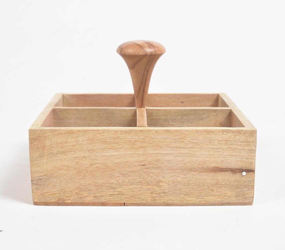 Classic Mango Wood Four-Slot Caddy-2