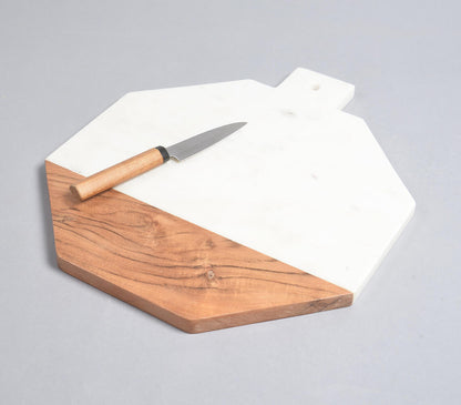 Octagon Marble &amp; Mango Wood Chopping Board-0