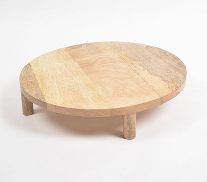 Natural Mango Wood Round Cake Stand-1