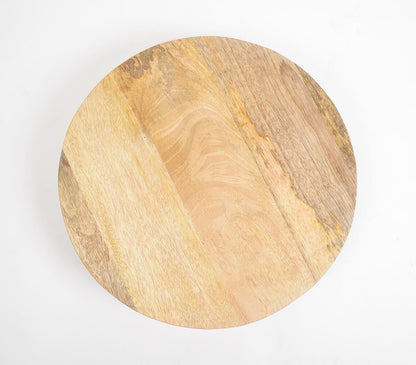 Natural Mango Wood Round Cake Stand-3