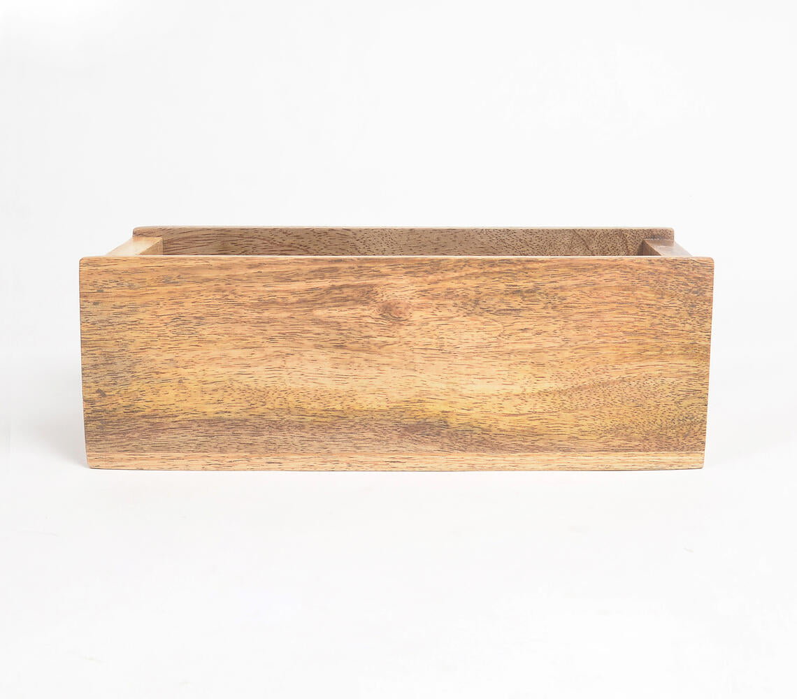 Raw Textured Mango Wood Cutlery Stand-3