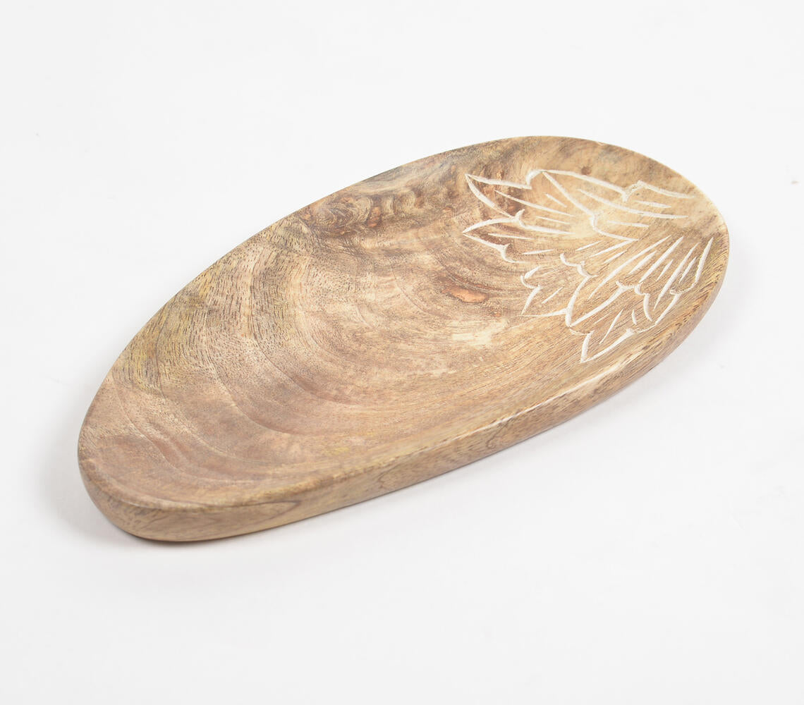 Carved Mango Wood Abstract Platter-1