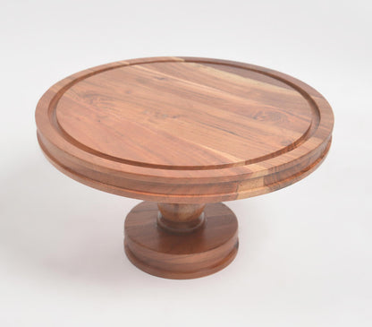 Farmhouse Raw Acacia Wood Cake Stand-1