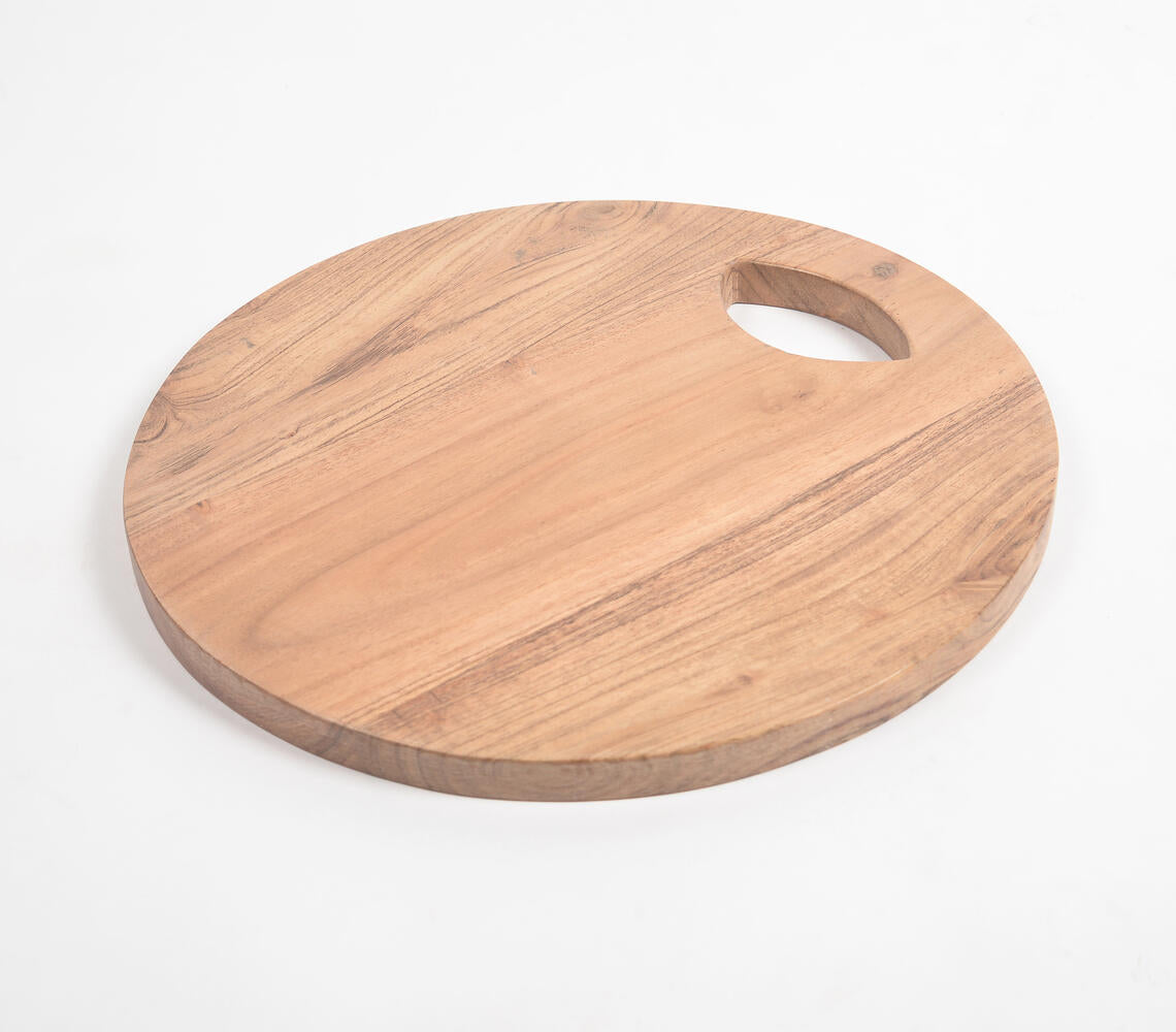 Sleek Round Natural Wooden Chopping Board-1