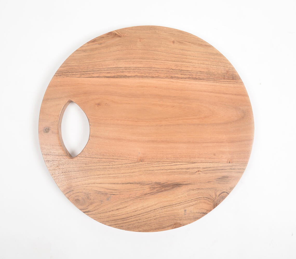 Sleek Round Natural Wooden Chopping Board-2