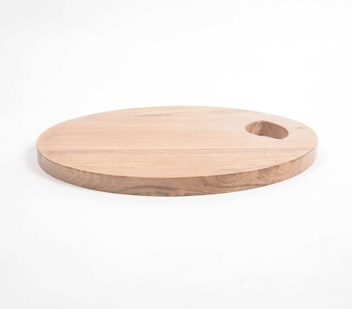 Sleek Round Natural Wooden Chopping Board-3