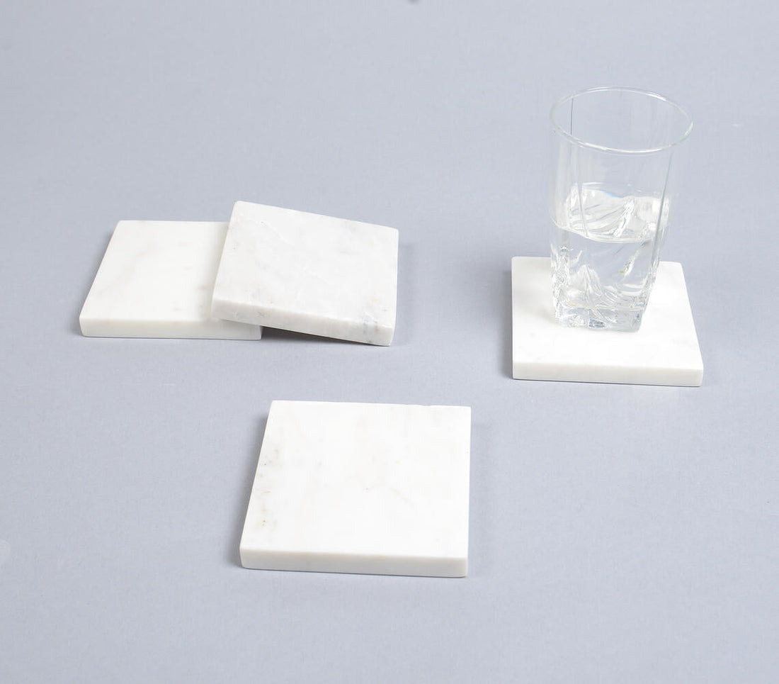 Classic White Marble Coasters (Set of 4)-0