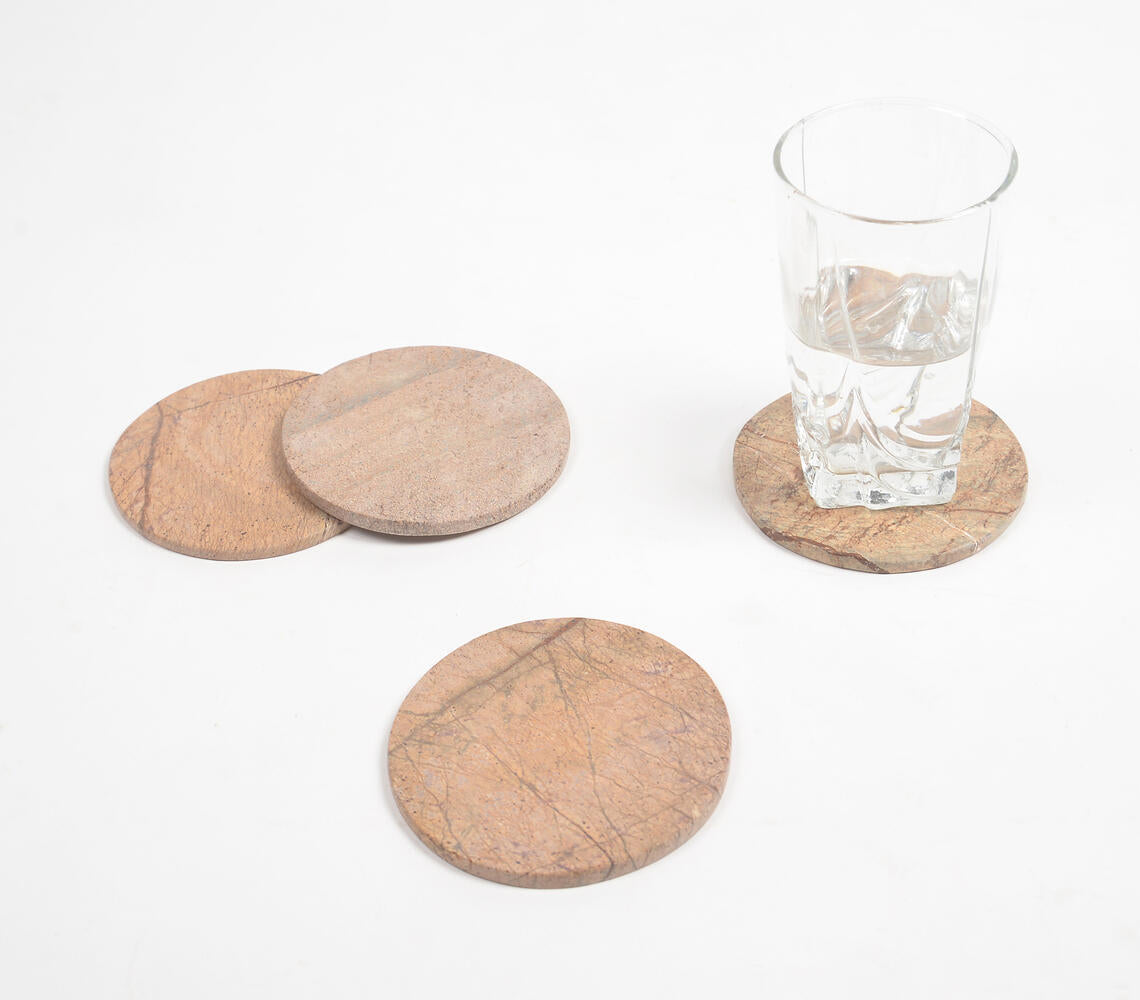 Abstract Textured Round Stone Coasters (Set of 4)-0