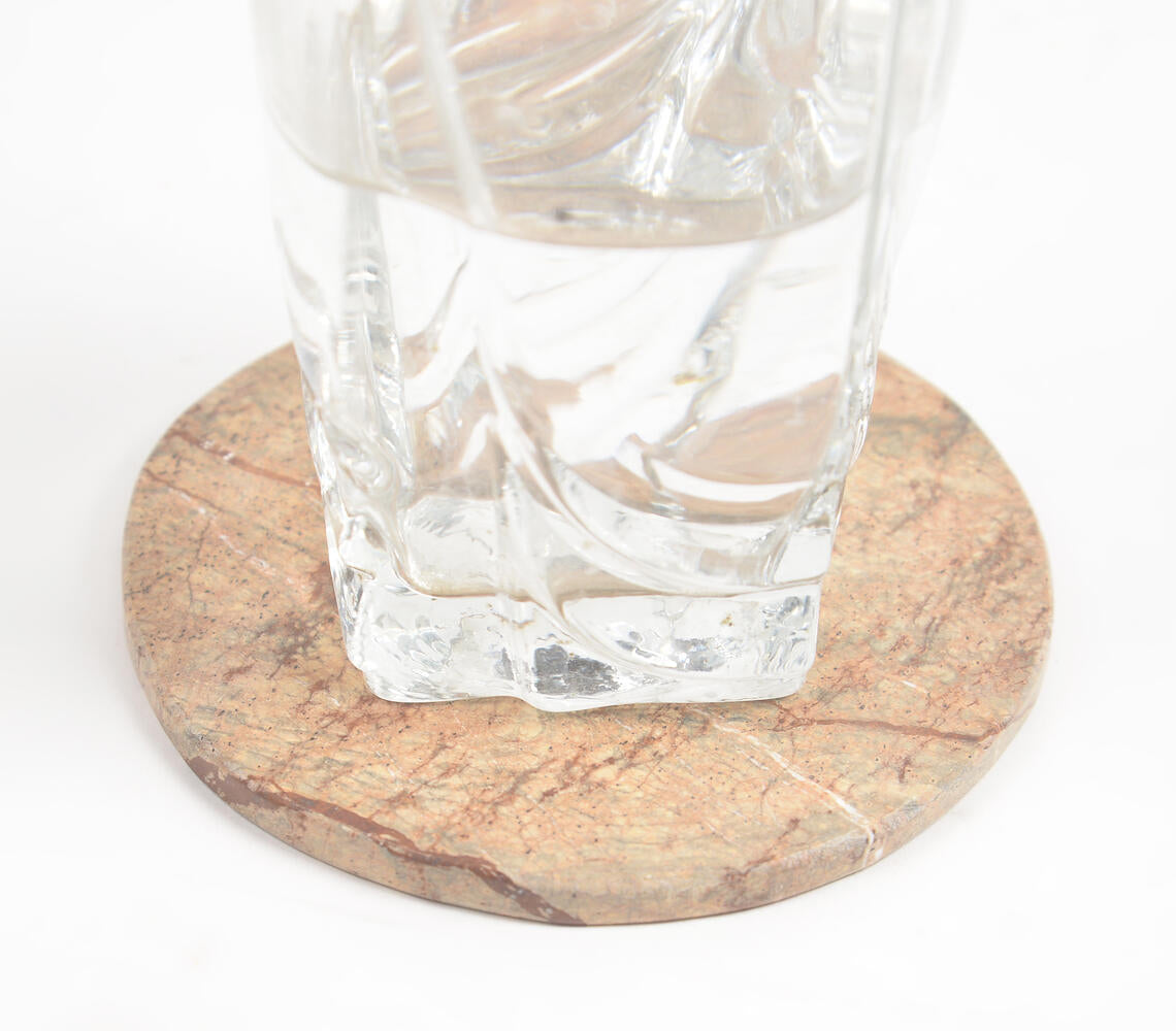 Abstract Textured Round Stone Coasters (Set of 4)-1