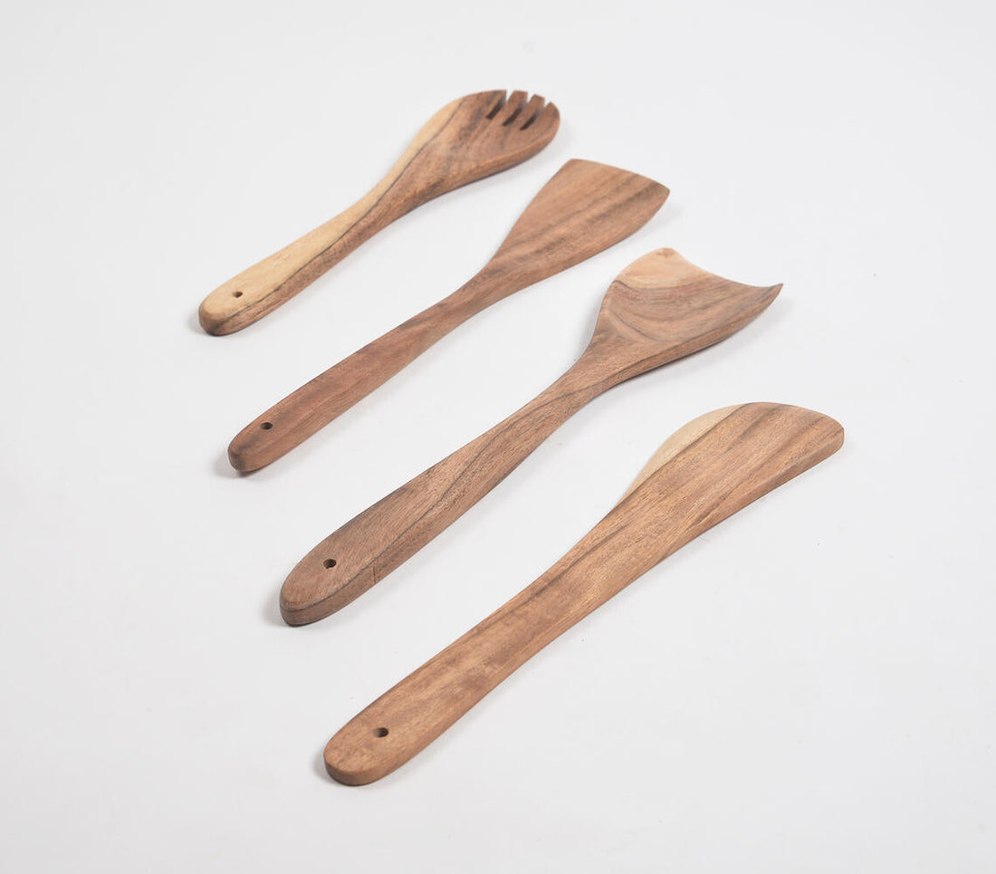 Assorted Acacia Wood Cooking Spoons (set of 4)-0