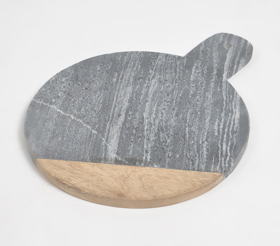 Classic Fusion Wood &amp; Stone Round Chopping Board-1