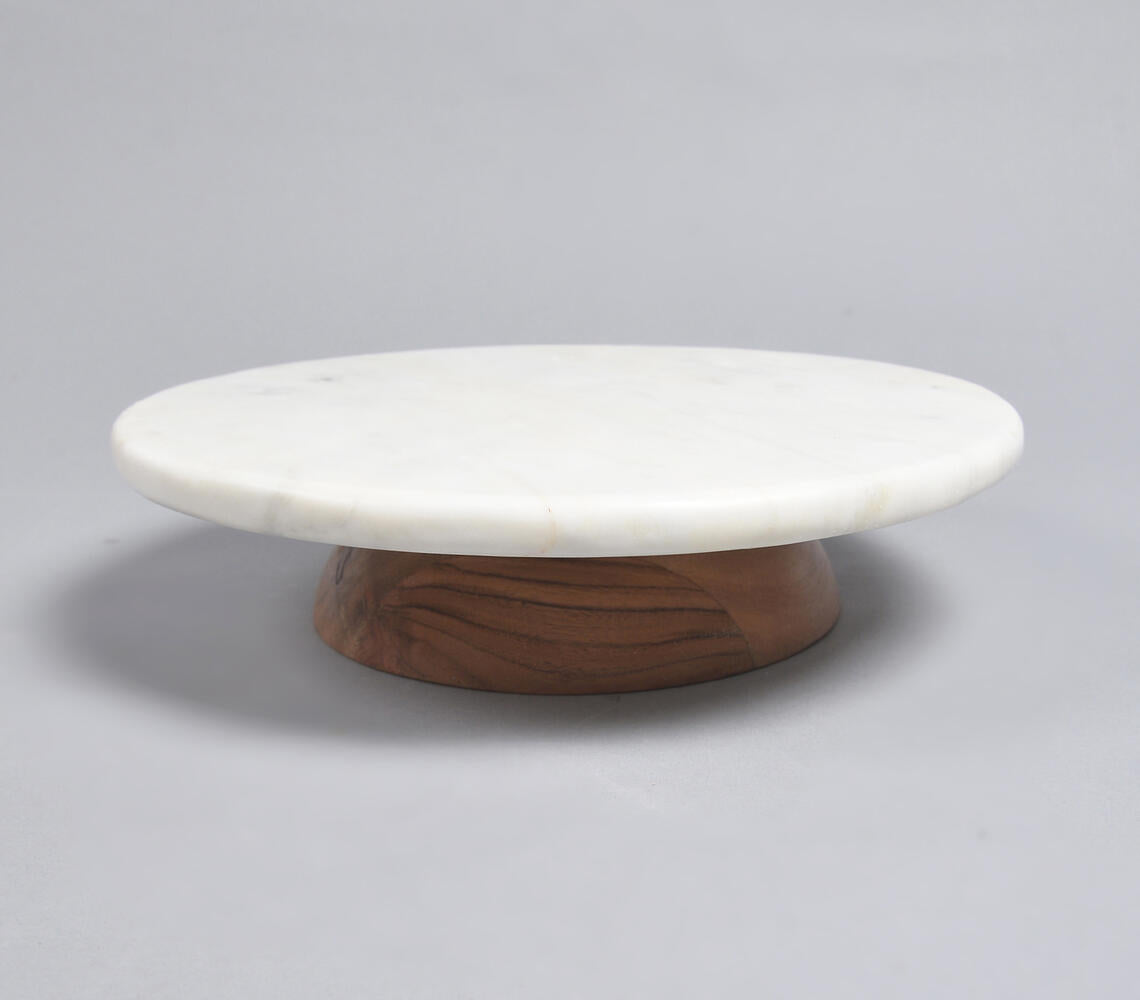 Fusion Mango Wood &amp; Marble Cake Stand-0