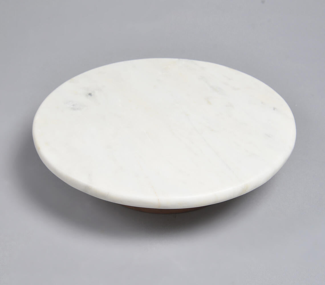 Fusion Mango Wood &amp; Marble Cake Stand-1