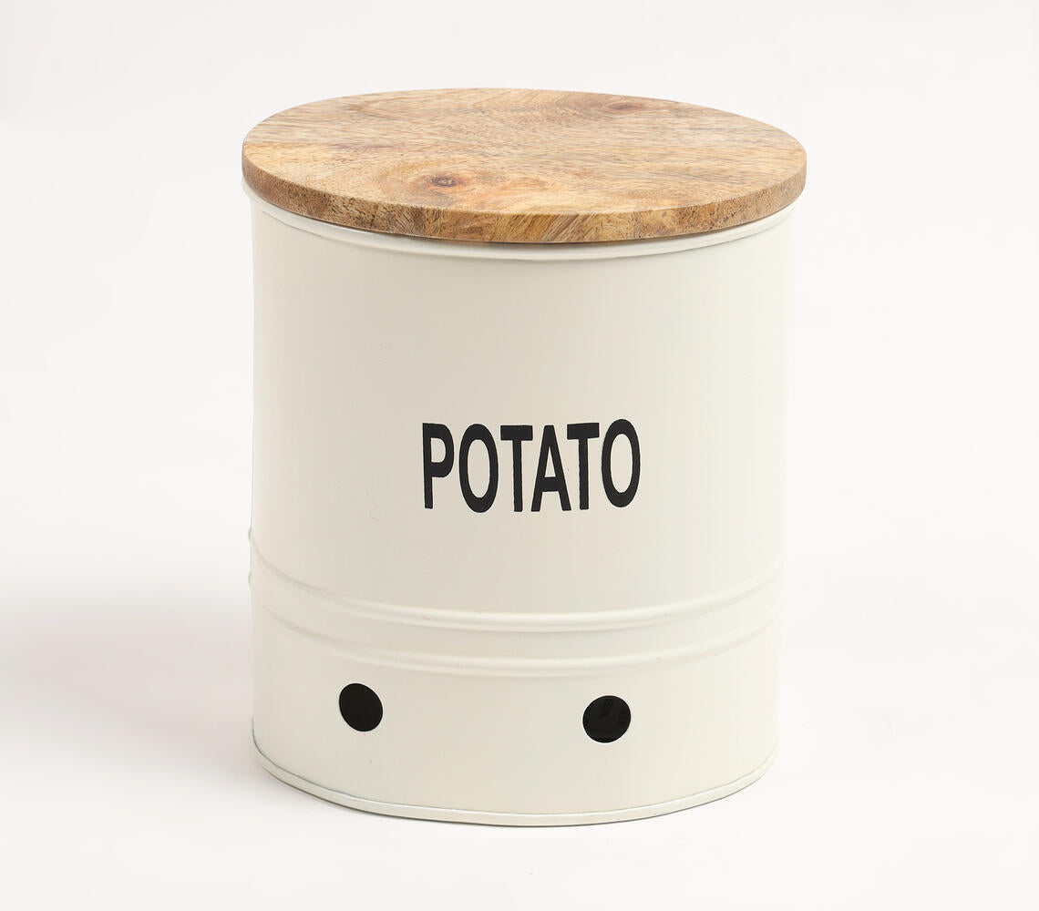 Potato-Typographic Ribbed Galvanized Iron Storage Box-0