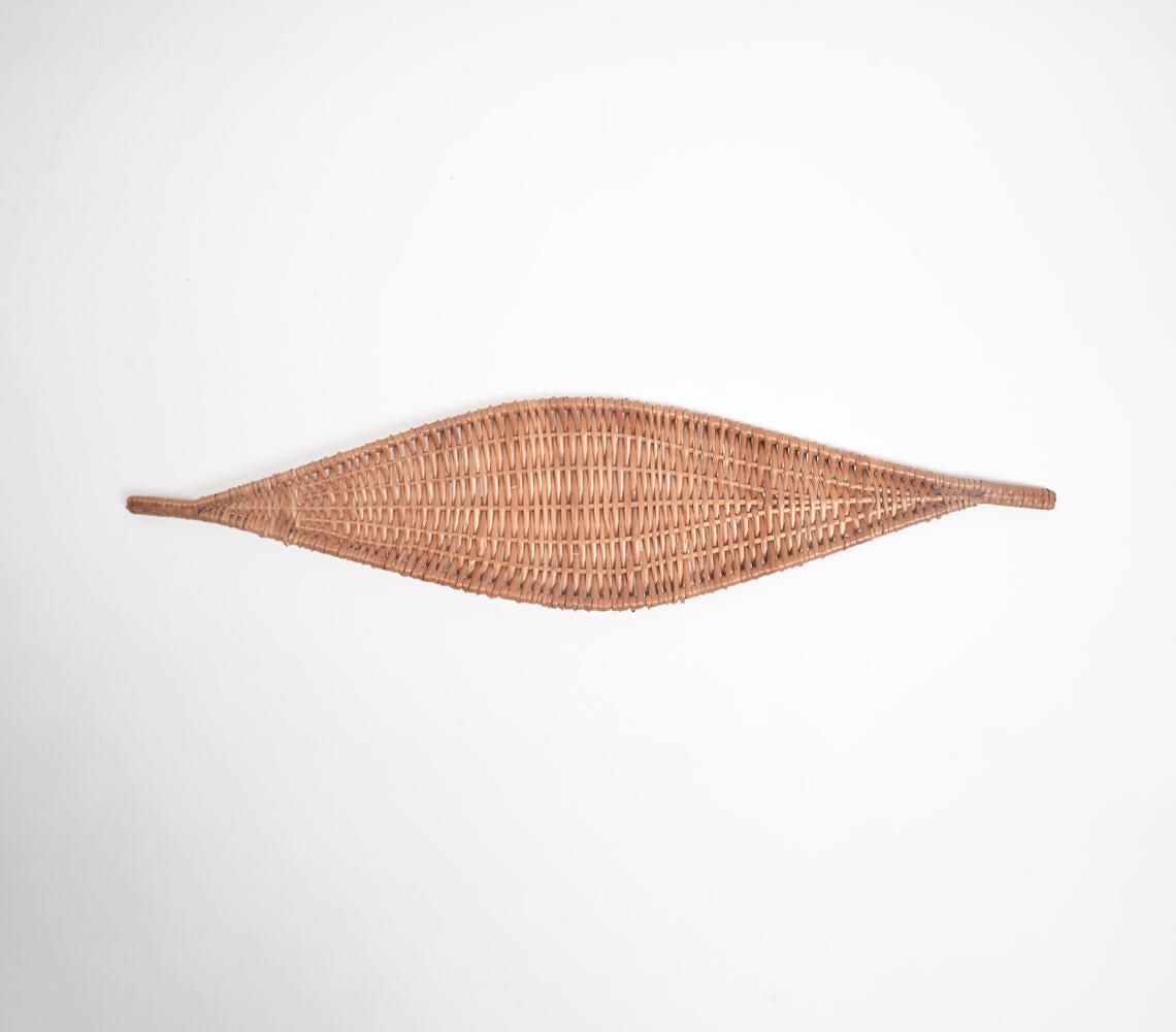 Woven Brown Boat-Shaped Wicker Platter-2