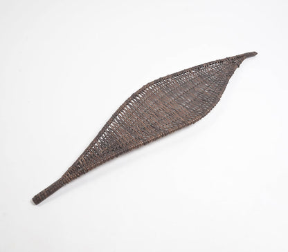 Woven Black Boat-Shaped Wicker Platter-1