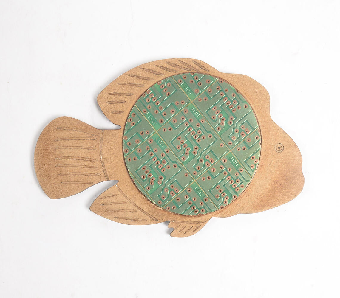 Recycled Circuit Board &amp; MDF Fish-Shaped Coaster-2