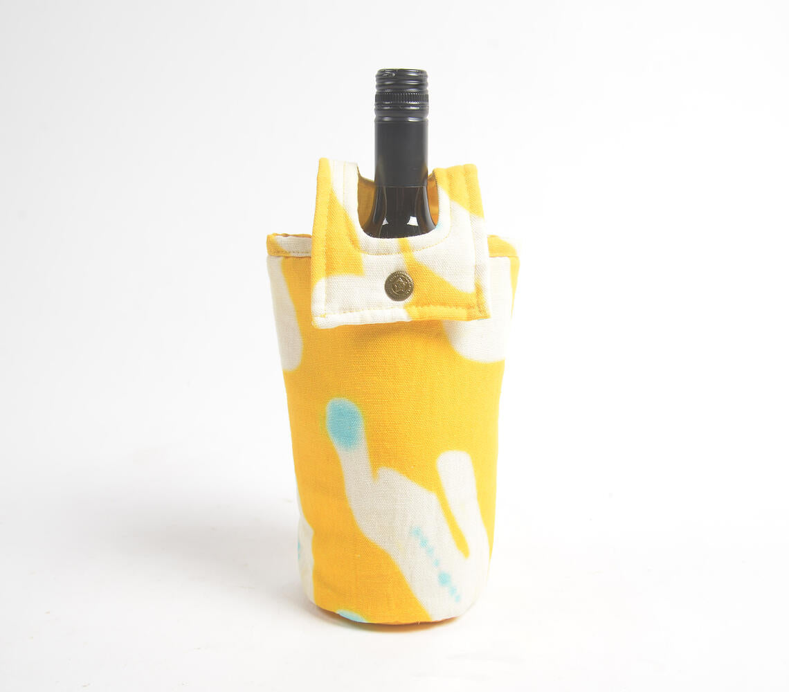 Abstract Yellow fabric wine Bottle bag-0