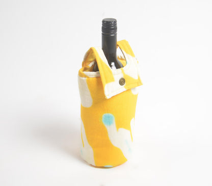 Abstract Yellow fabric wine Bottle bag-1