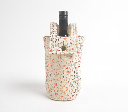 Printed Floral fabric wine Bottle bag-0