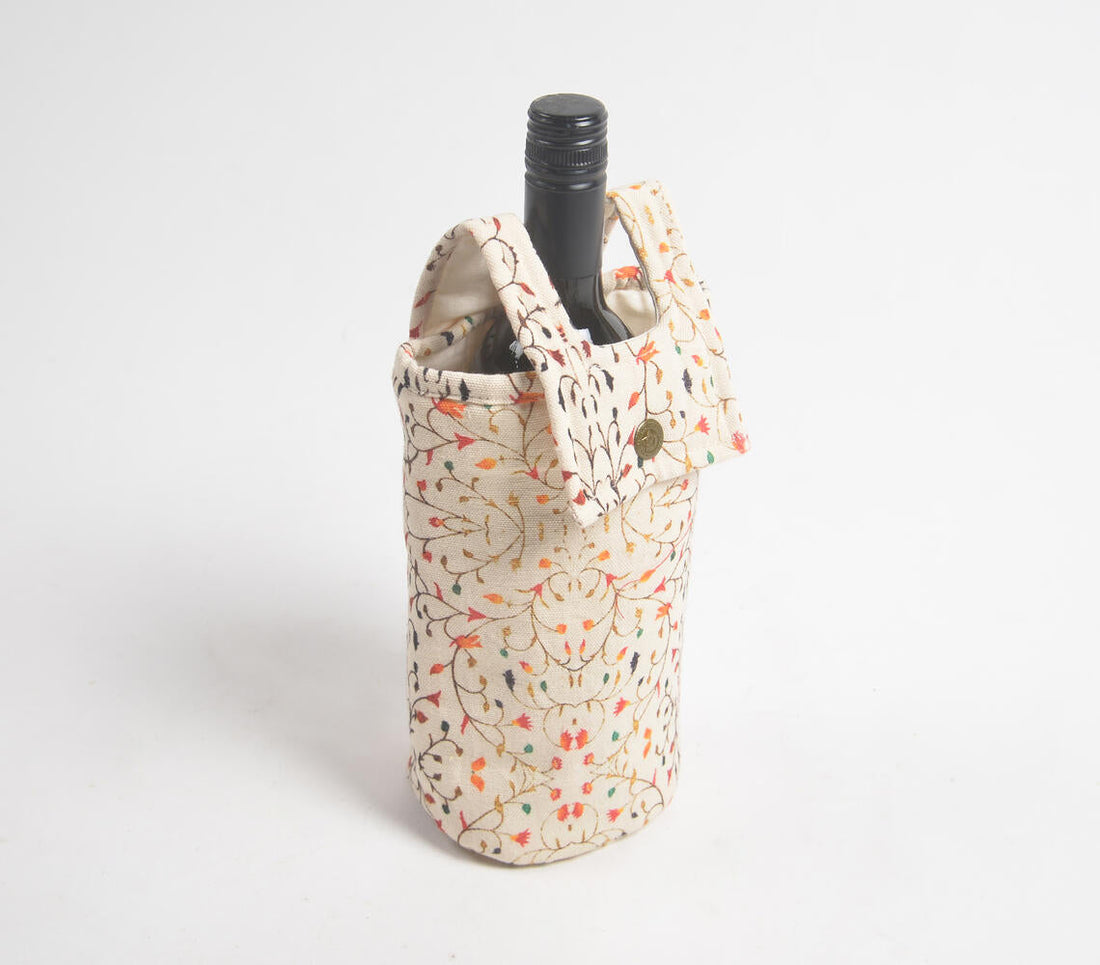 Printed Floral fabric wine Bottle bag-1