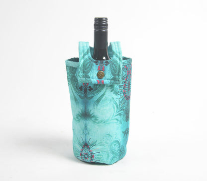 Tie &amp; Dye Ocean fabric wine Bottle bag-0