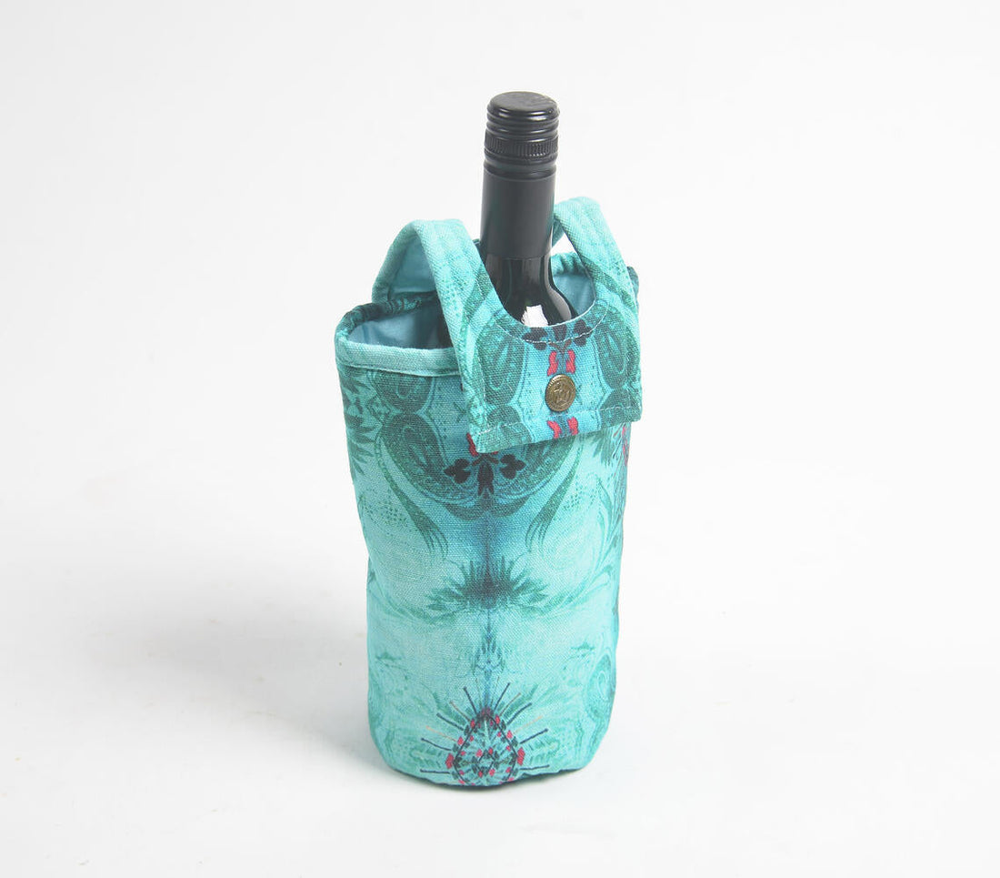 Tie &amp; Dye Ocean fabric wine Bottle bag-1