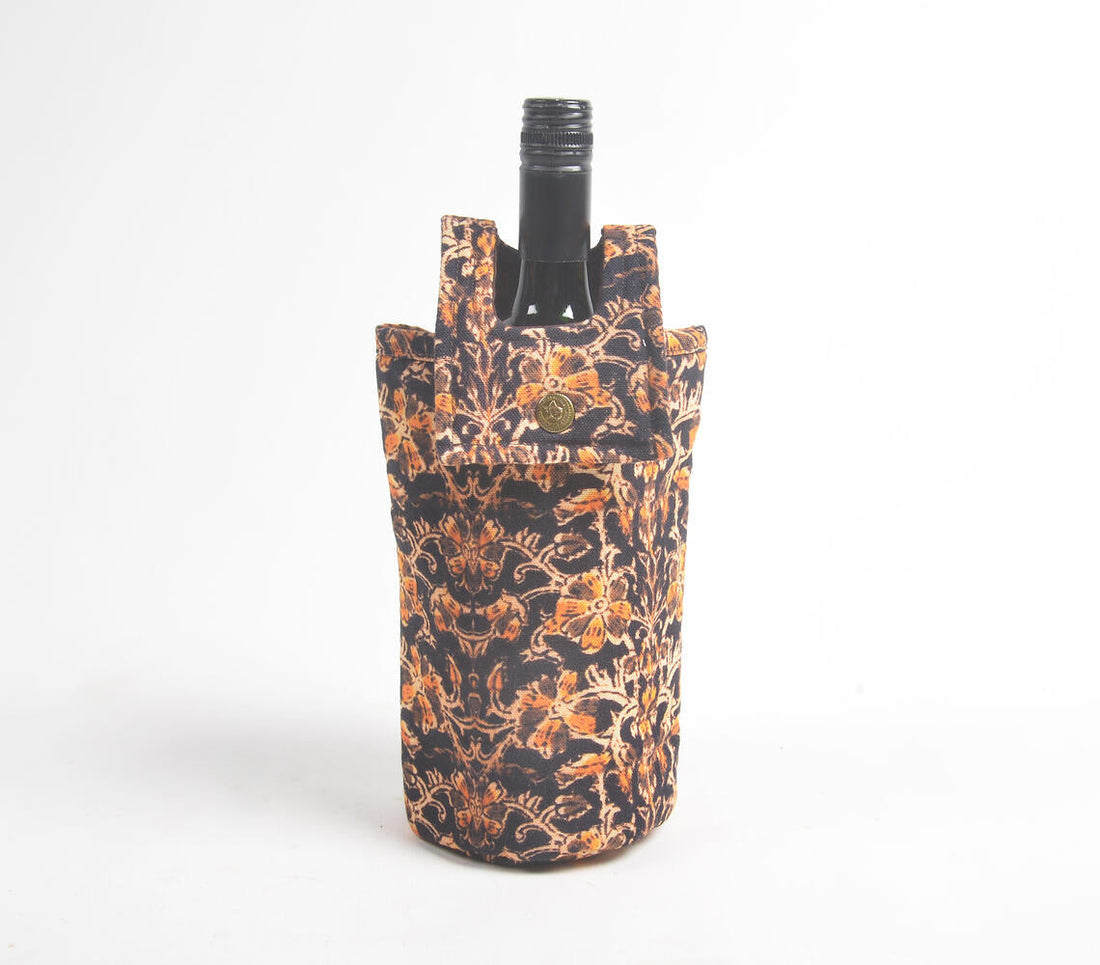 Floral Jungle fabric wine Bottle bag-0