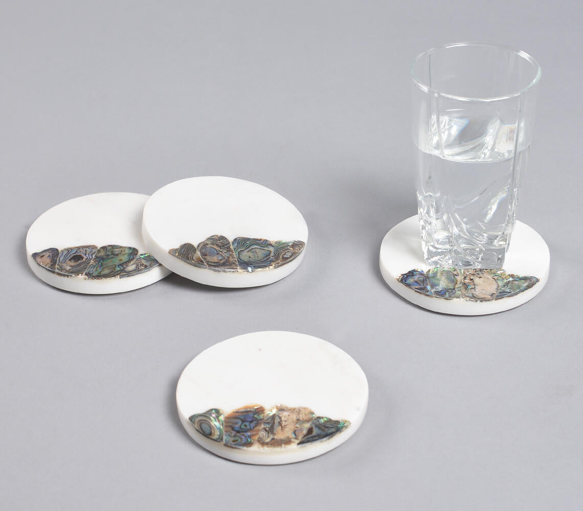 Abalone Shell Inlaid Marble Coasters (set of 4)-0