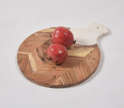 Lacquered Mango Wood &amp; Stone Padle Chopping Board-0