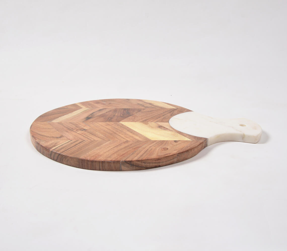 Lacquered Mango Wood &amp; Stone Padle Chopping Board-3