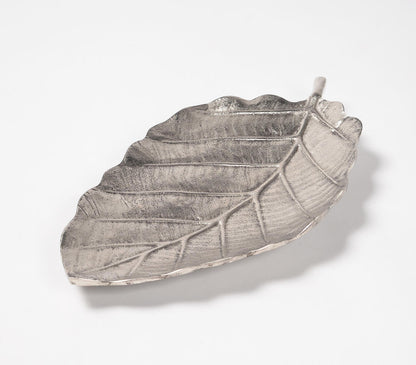 Handmade Aluminium Decorative Leaf Trays (Set of 2)-3