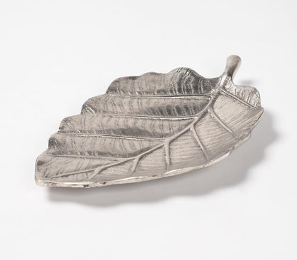 Handmade Aluminium Decorative Leaf Trays (Set of 2)-4