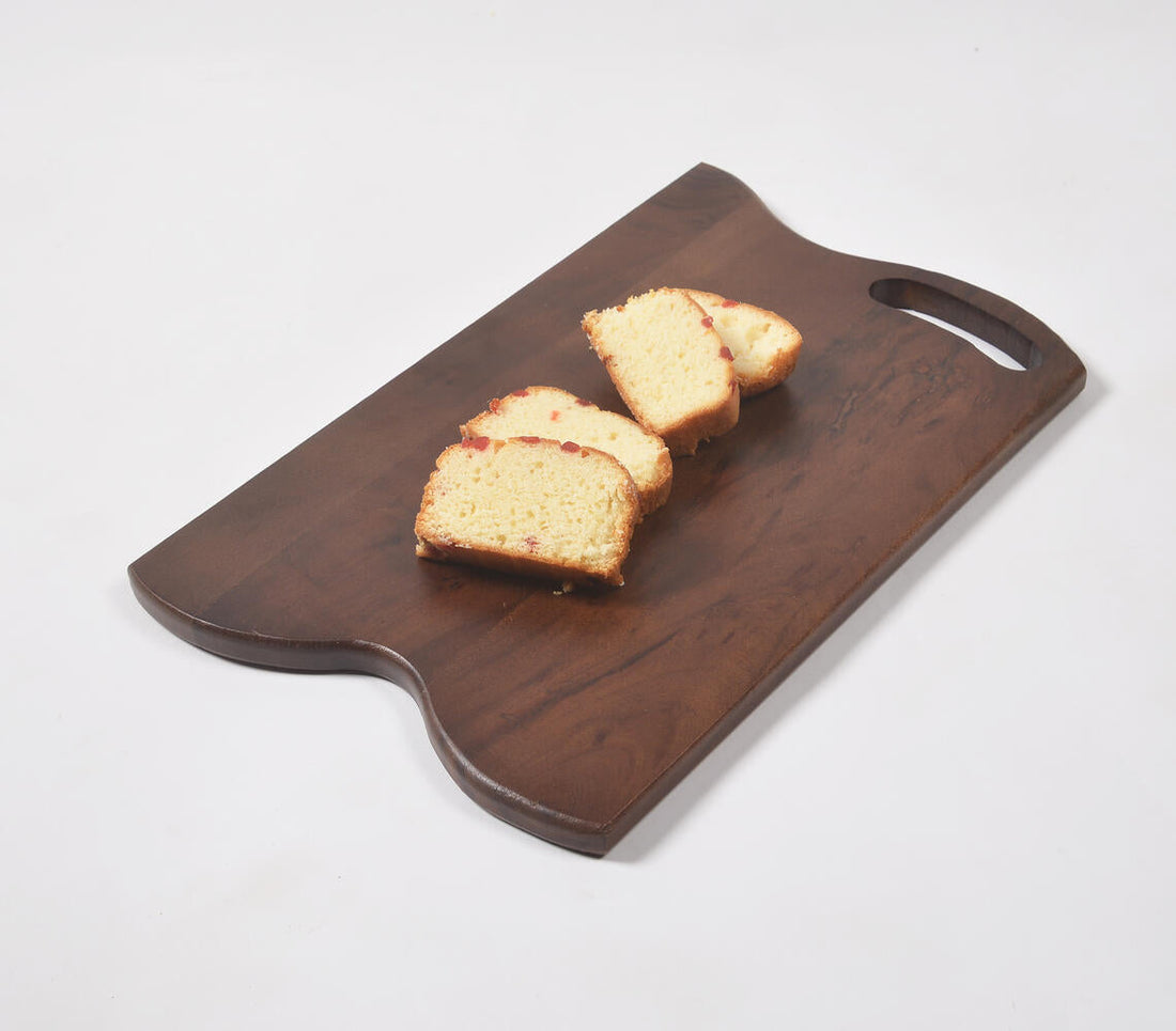 Handmade Dark Polished Acacia Wood Serving Board-0