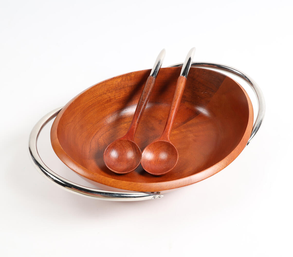 Light Mango Wood Bowl &amp; Spoons Set-0