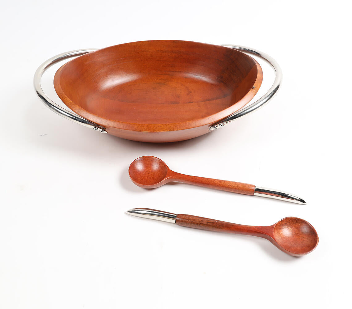 Light Mango Wood Bowl &amp; Spoons Set-1