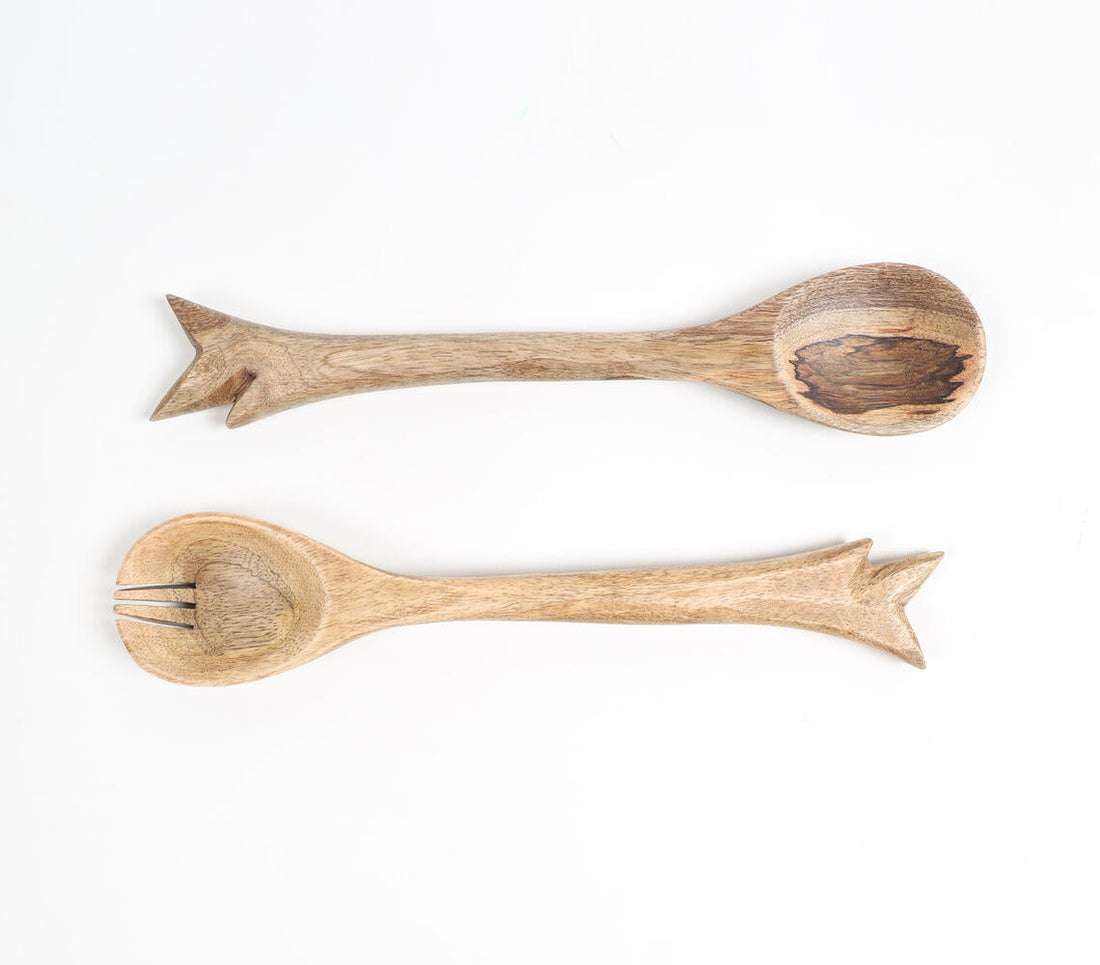 Raw Wooden Salad Servers (Set of 2)-1