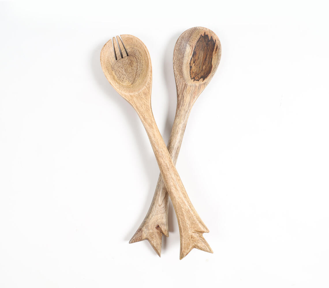 Raw Wooden Salad Servers (Set of 2)-2