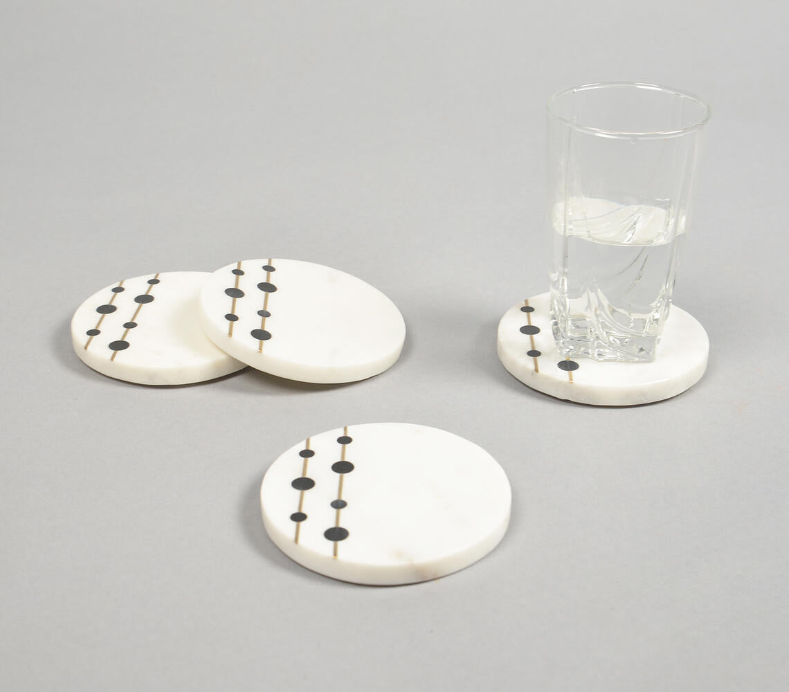 Inlaid &amp; Hand Cut Marble Coasters (Set of 4)-0