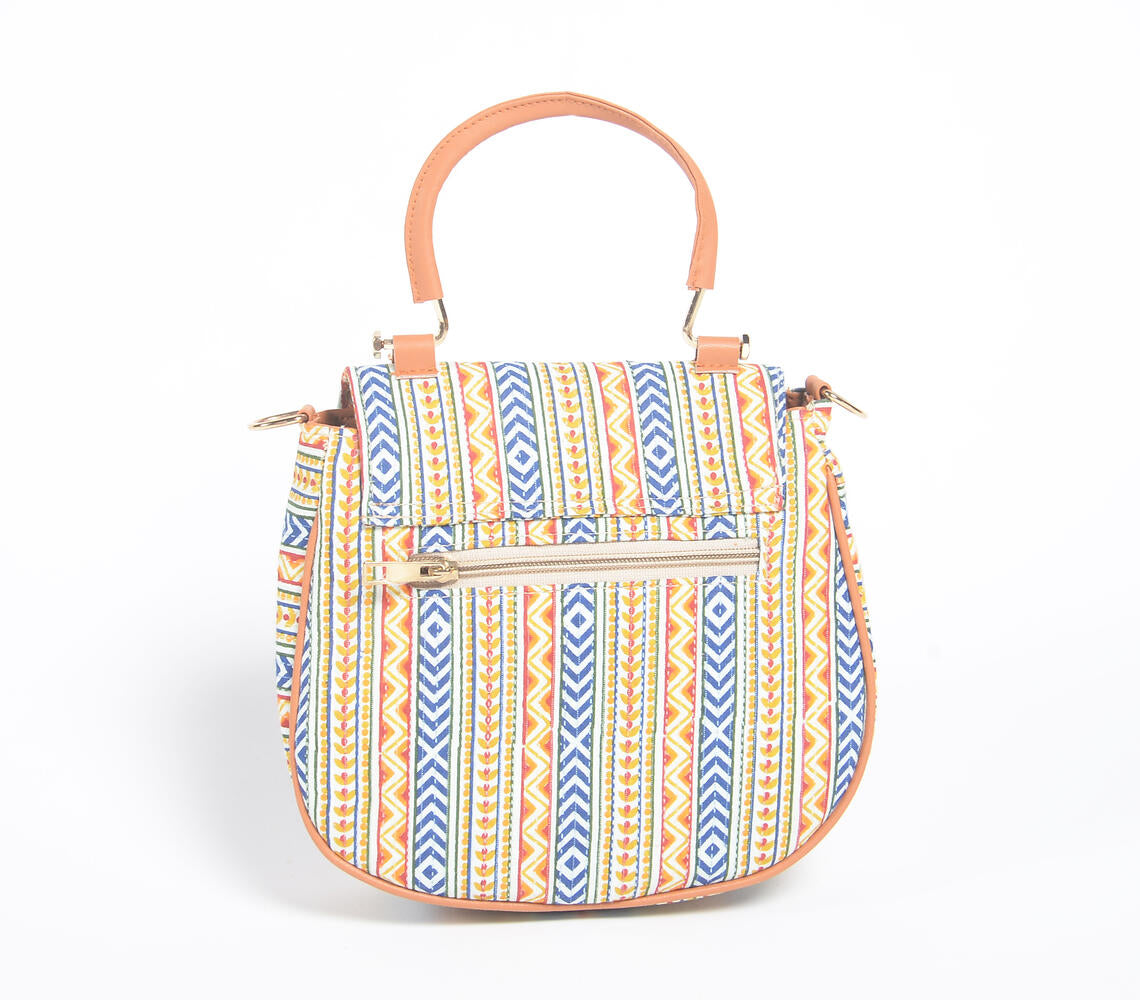 Panel Printed Handbag with Tassel-2